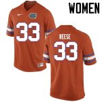 Women's Florida Gators #33 David Reese NCAA Nike Orange Authentic Stitched College Football Jersey XEL5662NI